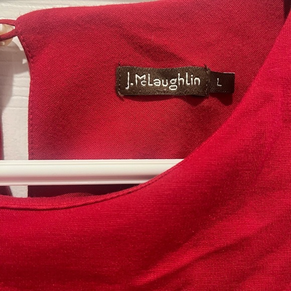 J. McLaughlin Red Shift Dress Ruffle Bell Sleeves Large Valentines Party‎ Career - Picture 6 of 7